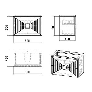 Тумба с раковиной подвесная Grossman ЛУКСОР 80 с 2-я ящ, белая матовая для ванной в интернет-магазине Sanbest