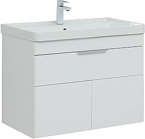 Тумба с раковиной Aquanet Ирис new 80 белый глянец для ванной в интернет-магазине Sanbest