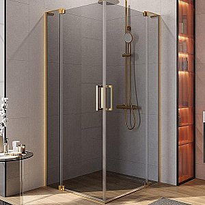 Душевой уголок Cezares Slider 90x110 AH-2-80/90-100/110-GRIGIO-BORO стекло серое/профиль золото брашированное купить в интернет-магазине Sanbest