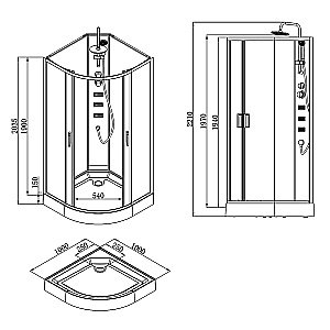 Душевая кабина Loranto NEO CS-21811-100 100x100 прозрачное стекло/профиль черный матовый купить в интернет-магазине Sanbest