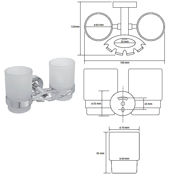 Двойной держатель со стаканами Bemeta Omega 104110042 хром купить в интернет-магазине сантехники Sanbest