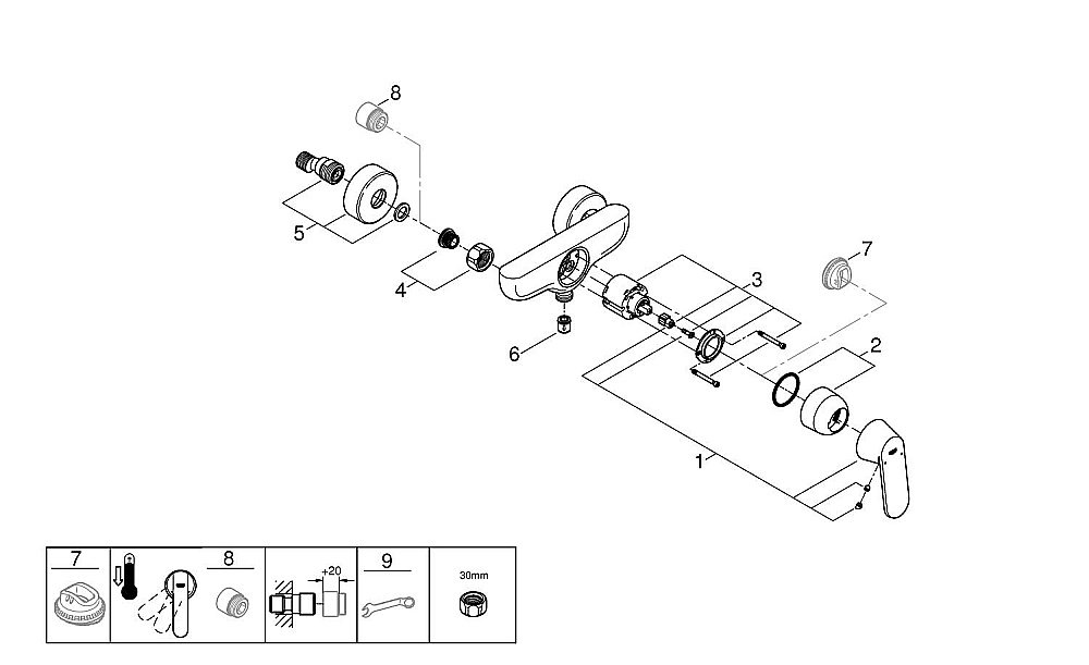Смеситель для душа Grohe Eurosmart Cosmopolitan 32837000 хром купить в интернет-магазине сантехники Sanbest