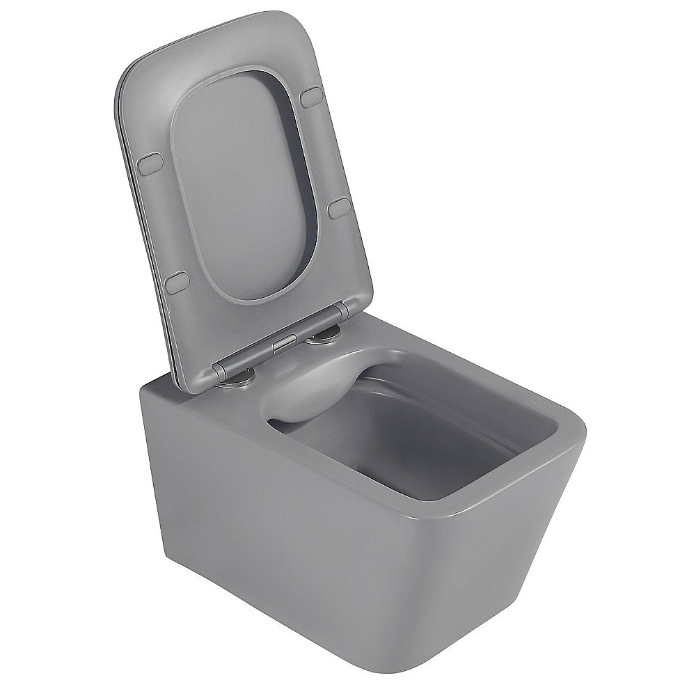 Унитаз подвесной ABBER Rechteck AC1201MG с крышкой микролифт, безободковый, серый матовый купить в интернет-магазине Sanbest