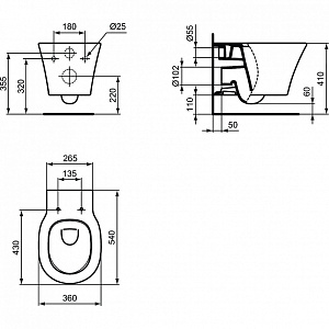 Унитаз подвесной Ideal Standard Connect Air E005401 белый, безободковый купить в интернет-магазине Sanbest