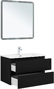 Тумба с раковиной Aquanet Вега 2.0 337955/254364 80 черный для ванной в интернет-магазине Sanbest