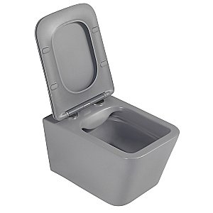 Унитаз подвесной ABBER Rechteck AC1201MG с крышкой микролифт, безободковый, серый матовый купить в интернет-магазине Sanbest