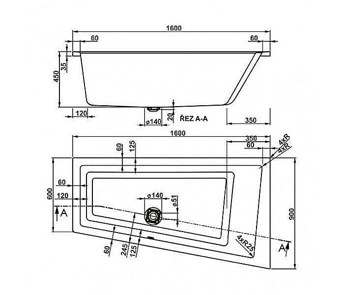 Ванна акриловая Vagnerplast Cavallo 160x90 купить в интернет-магазине Sanbest