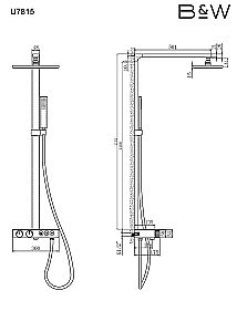 Душевая система Black&White UNIVERSE U7815GM оружейная сталь купить в интернет-магазине сантехники Sanbest