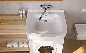 Раковина на стиральную машину Кувшинка Лайт 61 белая купить в интернет-магазине Sanbest