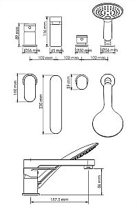 Смеситель для ванны WasserKRAFT Elbe 7455 купить в интернет-магазине сантехники Sanbest