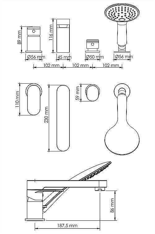 Смеситель для ванны WasserKRAFT Elbe 7455 купить в интернет-магазине сантехники Sanbest