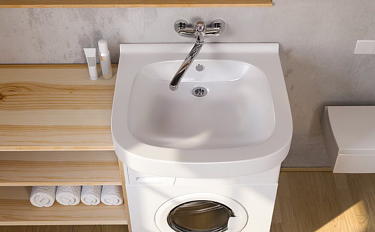 Раковина на стиральную машину Кувшинка Лайт 61 белая купить в интернет-магазине Sanbest