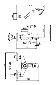 Смеситель для ванны Migliore Ermitage ML.ERM-7002.BI золото купить в интернет-магазине сантехники Sanbest