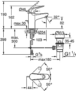 Смеситель для раковины GROHE Euroeco 23262001 хром купить в интернет-магазине сантехники Sanbest