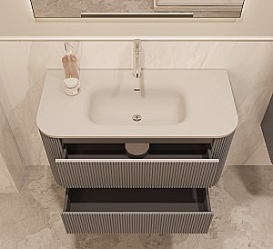 Тумба с раковиной Vincea Alto 100 VMC-4A100MLG/VCB-4A100MW светло-серый матовый для ванной в интернет-магазине Sanbest