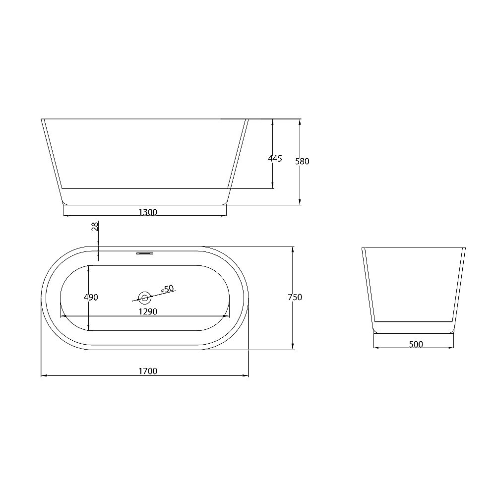 Ванна акриловая Grossman Forta GR-1503M 170x75 белая матовая купить в интернет-магазине Sanbest