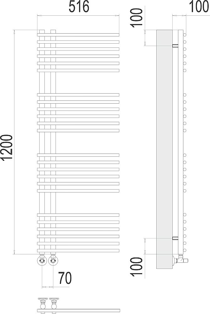 Полотенцесушитель водяной Terminus Астра П24 70х1200 купить в интернет-магазине сантехники Sanbest