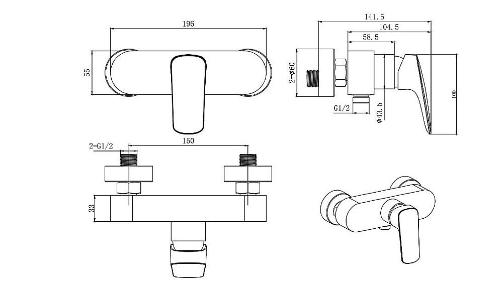 Cмеситель для душа Aquatek Вега AQ1060MB черный матовый купить в интернет-магазине сантехники Sanbest