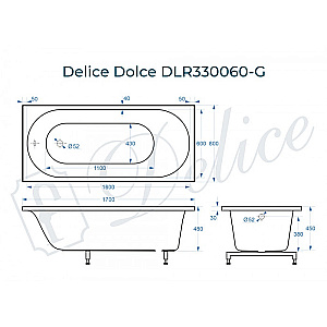 Ванна Delice Dolce DLR330060-G 170х80 белая купить в интернет-магазине Sanbest