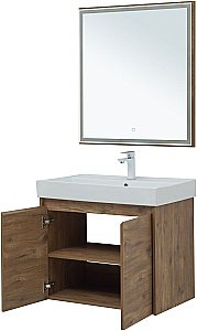 Тумба с раковиной Aquanet Nova Lite 75 с зеркалом, 2 дверцы дуб рустикальный для ванной в интернет-магазине Sanbest