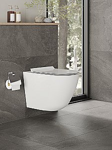 Унитаз подвесной Orange CI07-150W+APB100 безободковый, с крышкой микролифт, с инсталляцией, белый/кнопка хром купить в интернет-магазине Sanbest