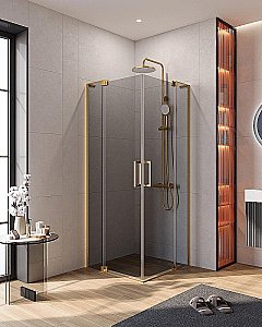 Душевой уголок Cezares Slider 90x100 AH-2-80/90-90/100-GRIGIO-BORO стекло серое/профиль золото брашированное купить в интернет-магазине Sanbest