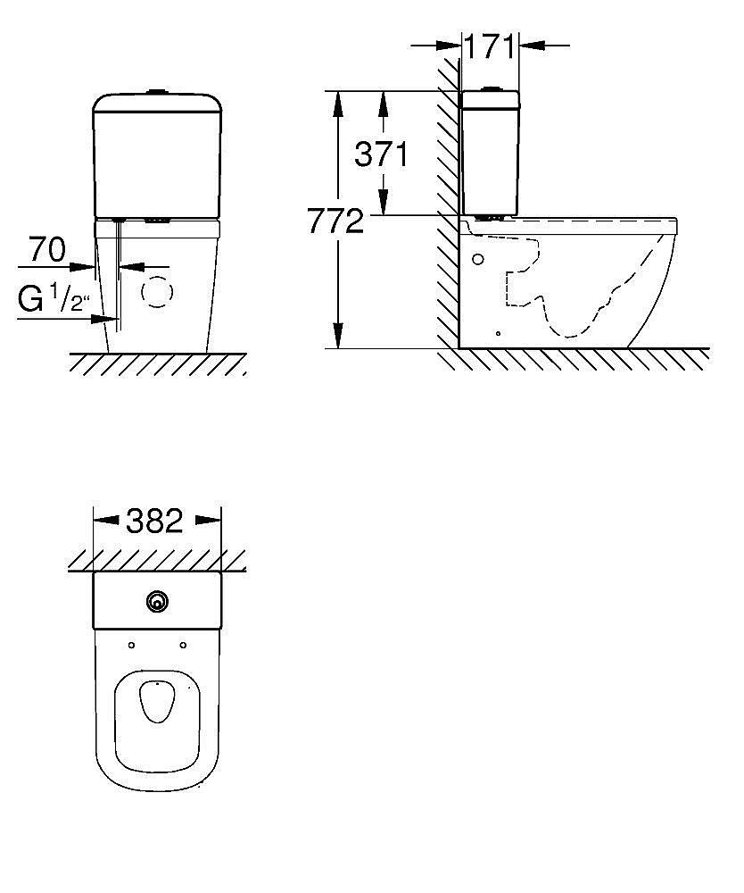 Унитаз Grohe Euro Ceramic 39338 000 безободковый, с бачком, слив-торнадо купить в интернет-магазине Sanbest