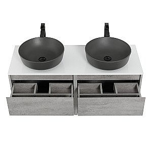 Тумба с раковинами и столешницей BelBagno KRAFT 140 Cemento Grigio для ванной в интернет-магазине Sanbest