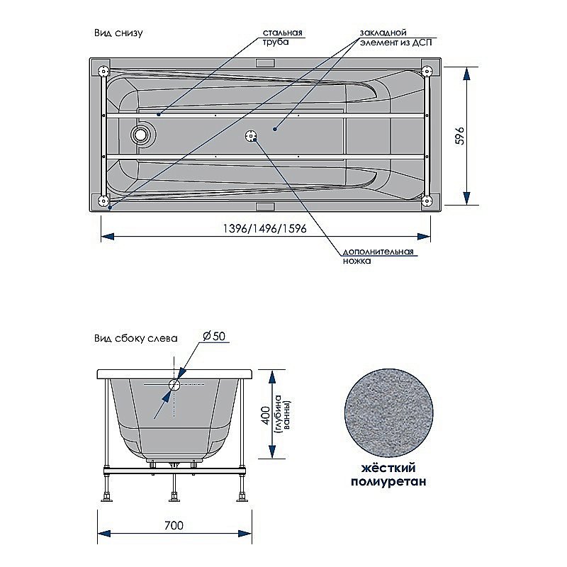 Ванна акриловая Loranto CALGARY CS00063295 170х70 белая купить в интернет-магазине Sanbest
