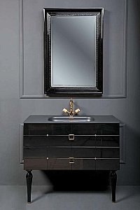 Тумба с раковиной Armadi Art Vallessi Avantgarde Piazza 80 черный с золотом для ванной в интернет-магазине Sanbest