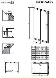 Душевая дверь Radaway Premium Plus DWJ 95 33304-01-01N стекло прозрачное/профиль хром купить в интернет-магазине Sanbest