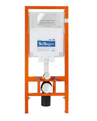 Унитаз подвесной BelBagno SENSO-R BB017CHR инсталляцией и кнопкой хром