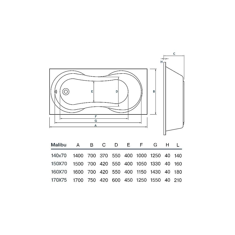 Ванна акриловая Koller Pool Malibu 140x70 MALIBU140х70 белая купить в интернет-магазине Sanbest