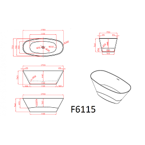 Ванна Frank 170х75 F6115 White купить в интернет-магазине Sanbest