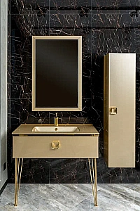 Консоль с раковиной Armadi Art LUCIDO 100 светлое золото для ванной в интернет-магазине сантехники Sanbest