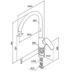 Смеситель для кухни Milardo Rora RORBL0JM05 черный матовый купить в интернет-магазине сантехники Sanbest