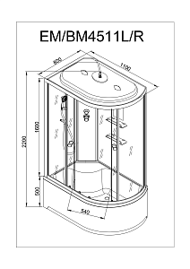 Душевая кабина Deto ЕМ4511 N 110х80 купить в интернет-магазине Sanbest