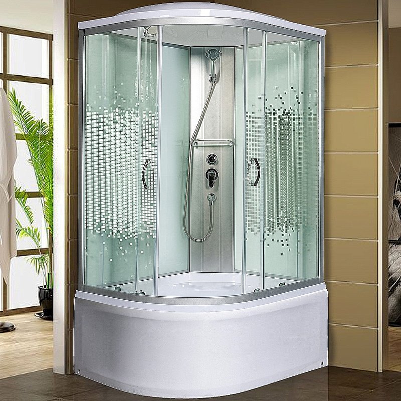 Душевая кабина Мономах XL 100x80x44 С МЗ стекло прозрачное с рисунком мозаика/профиль хром купить в интернет-магазине Sanbest