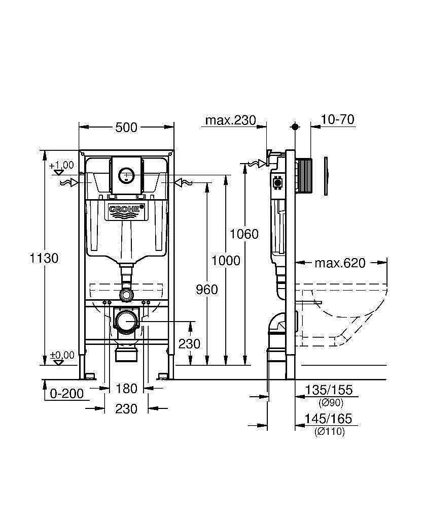 Инсталляция для унитаза Grohe Rapid SL 38813001 купить в интернет-магазине сантехники Sanbest