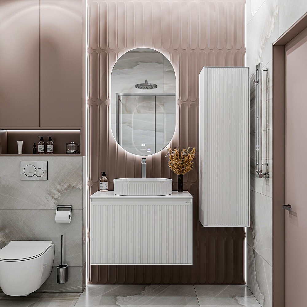 Пенал подвесной Grossman Кристалл 40 303545 белый глянцевый для ванной в интернет-магазине сантехники Sanbest