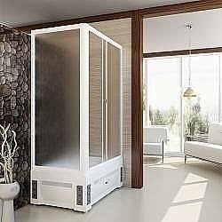 Душевой угол Радомир Верчелли 119х81 стекло матовое/профиль белый правый купить в интернет-магазине сантехники Sanbest