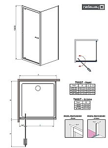 Душевой уголок Radaway Twist DWJ+S 70х75 купить в интернет-магазине Sanbest