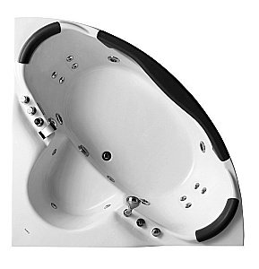 Ванна акриловая Gemy Glass Panel G9025 II O 155х155 белая с гидромассажем купить в интернет-магазине Sanbest