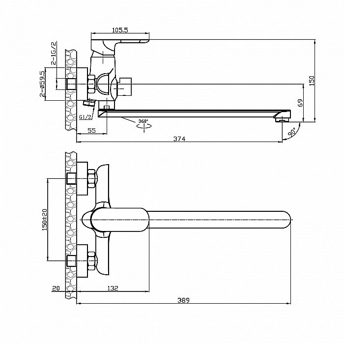 Смеситель для ванны Agger Gorgeous A0221100 купить в интернет-магазине сантехники Sanbest