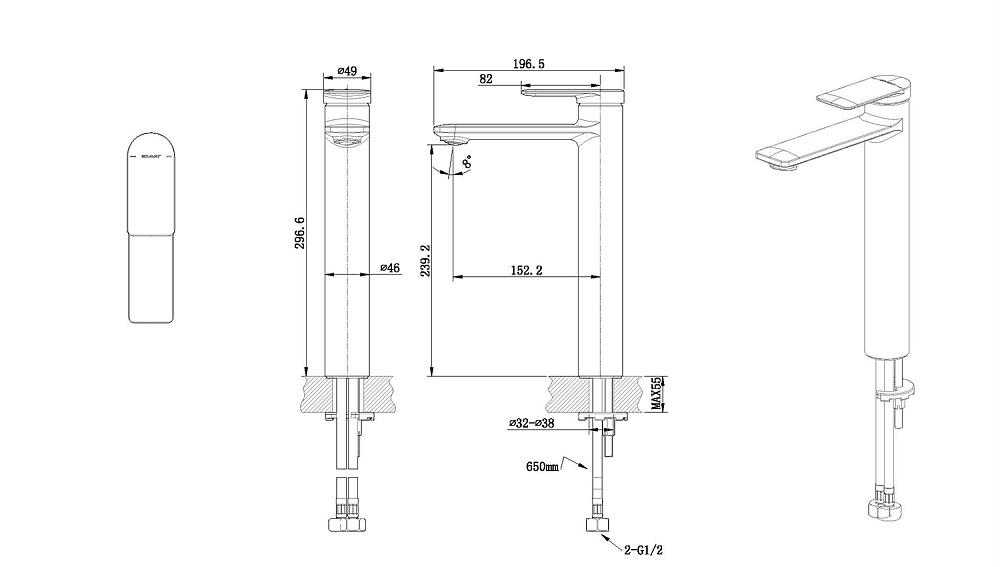 Смеситель для раковины Bravat EDDIE F1369402BW-A9-ENG черный купить в интернет-магазине сантехники Sanbest