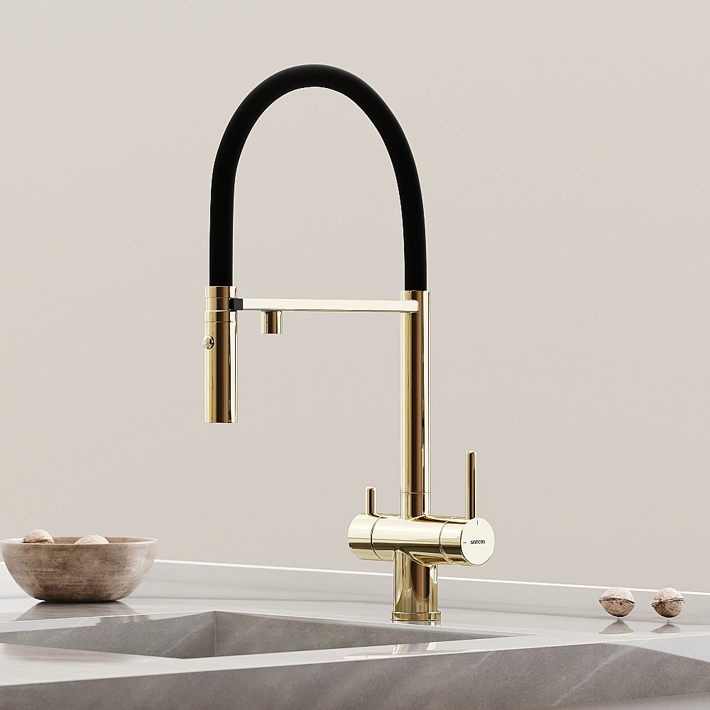 Смеситель для кухни Sancos Imola SC4010ZG полированное золото купить в интернет-магазине сантехники Sanbest