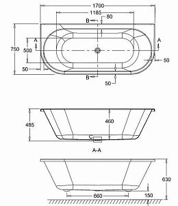 Ванна акриловая Burlington Avantegarde 170x75 купить в интернет-магазине Sanbest