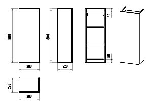 Шкаф подвесной Misty Поло 30 О-Пол08030-014По Антрацит / Дуб Галифакс белый для ванной в интернет-магазине сантехники Sanbest