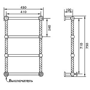 Полотенцесушитель электрический Migliore Edera DX ML.EDR-EL.101 бронза купить в интернет-магазине сантехники Sanbest