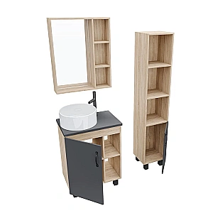 Тумба с раковиной столешницей Grossman Флай 60 серая/дуб сонома для ванной в интернет-магазине Sanbest